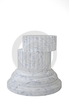 Greek column stand, Single Greek Column Isolated On White Background, 3D rendering. 3D illustration