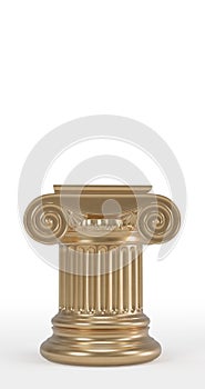 Greek column stand, Single Greek Column Isolated On White Background, 3D rendering. 3D illustration