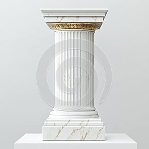 Greek column on white background. 3d vector illustration. Eps 10.