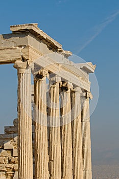 Greek columns, acropolis, athens