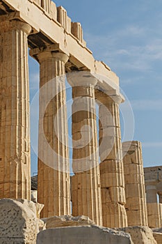 Greek columns, acropolis, athens