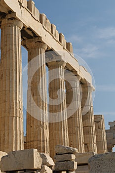 Greek columns, acropolis, athens