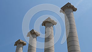 Greek Columns With Blue Sky Background