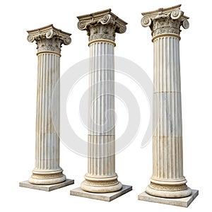 Greek columns isolated on white background