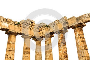 Greek columns, remains of a ruined temple over time