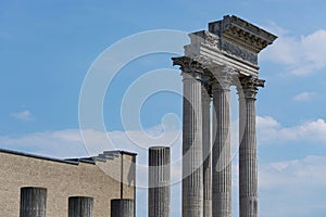 Greek columns of a temple in Greece