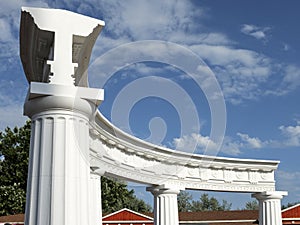 Greek columns in the village Vityazevo Russia.