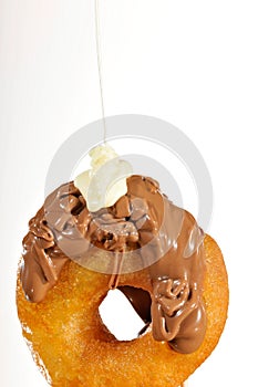 Greek donut with syrup and chocolate cream loukoumades