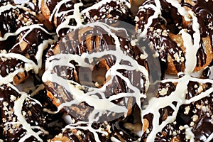 Greek donut with syrup and chocolate cream loukoumades