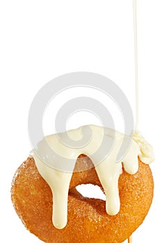 Greek donut with syrup and cream loukoumades