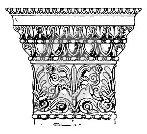 Greek Doric Pilaster Capital, erechtheum,  vintage engraving