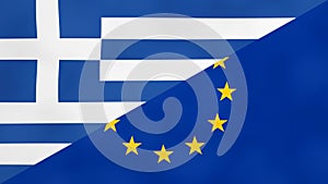 Greek and Europe flag. Brexit concept of Greece leaving European Union