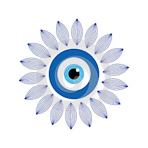 Greek evil eye, symbol of protection. Glass Turkish eye Nazar Boncugu. Amulet, talisman from the evil eye photo