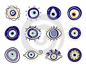Greek evil eye vector symbol of protection. Amulet icon. Turkish Nazar Boncugu amulet illustration. Believed that it protects photo