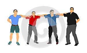 A Greek Evzone dancing group vector isolated on white background. Traditional folk dance. Dancing man vector illustration.