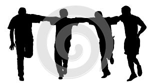 Greek Evzone dancing group vector silhouette isolated on white background. Traditional dance.