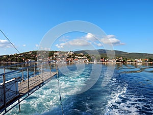 Greek Ferry Departing Port