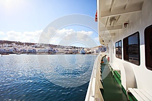 Greek Ferry with Mykonos View