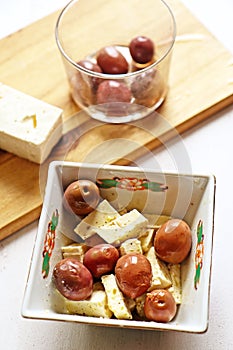 Greek feta cheese and black olives