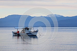 Greek Fishing Boat Retrieving Net