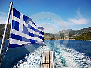 Greek Flag on Boat