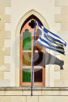 Greek flag in Corfu Town