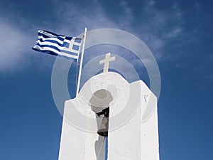 Greek flag on a Greek church