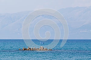 Greek flag on the islet