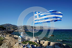 Greek flag on Paleochora coast