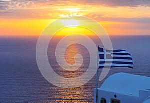 Greek flag in Santorini