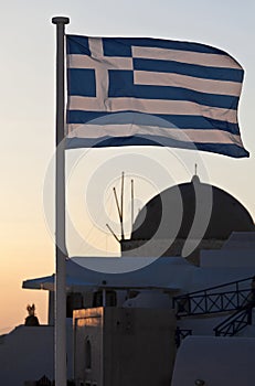 Greek flag in santorini