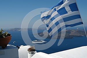 Greek flag and the sea