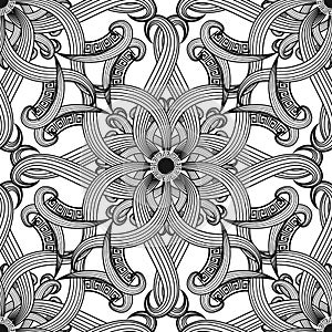 Greek floral intricate meanders seamless pattern. Vector abstrac