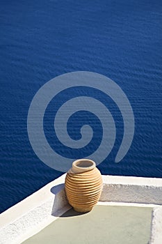 Greek Flower Pot, Santorini, Greece