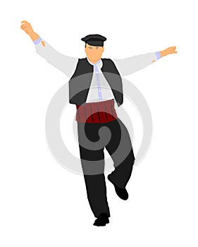 A Greek folklore Evzone dancer vector illustration.