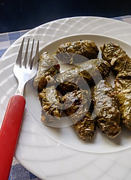 Greek Food. Dolmades Stuffed Vine Leaves