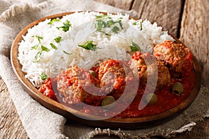 Greek food: Soutzoukakia baked meat balls in spicy tomato sauce