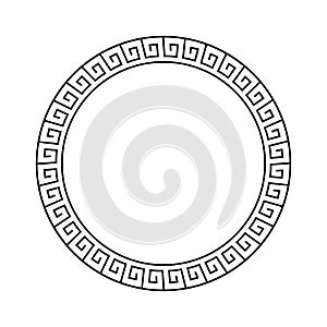 Greek frame. Meander pattern. Border circle. Greek round frame. Greece ornament. Grecian ancient style. Roman design. Geometric me