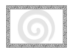 Greek frame. Meander pattern border rectangle. Greek square frame. Greece ornament. Grecian ancient style. Roman design. Geometric