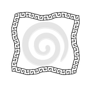 Greek frame. Meander pattern border square. Greek rectangle frame. Greece ornament. Grecian ancient style. Roman design. Geometric
