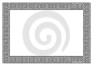 Greek frame pattern. Roman key border. Ancient meander vector rectangle ornament. Geometric fret seamless decoration