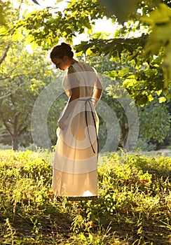 Greek girl in the ancient dress