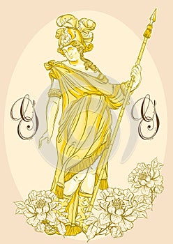 Greek God, the mythological hero of ancient Greece. Hand-drawn beautiful vector artwork isolated. Classicism. Myths and legends.