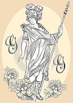 Greek God, the mythological hero of ancient Greece. Hand-drawn beautiful vector artwork isolated. Classicism. Myths and legends.