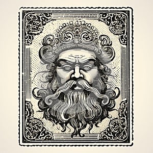 Greek God Of The Sea: Vector Illustration With Ornate Calligraphy