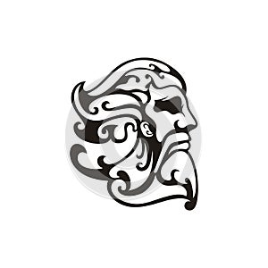 Greek god Zeus. Ancient Greek God Sculpture Philosopher. Face Zeus Triton Neptune logo design