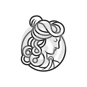 Greek goddess female logo. goddess head vector logo vector illustration