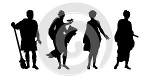 Greek gods and heroes silhouettes set