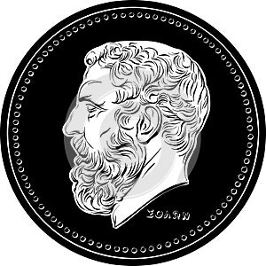 Greek gold coin 50 drachmas Solon