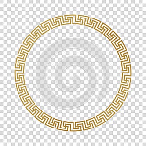 Greek gold frame, circle meander pattern, vector